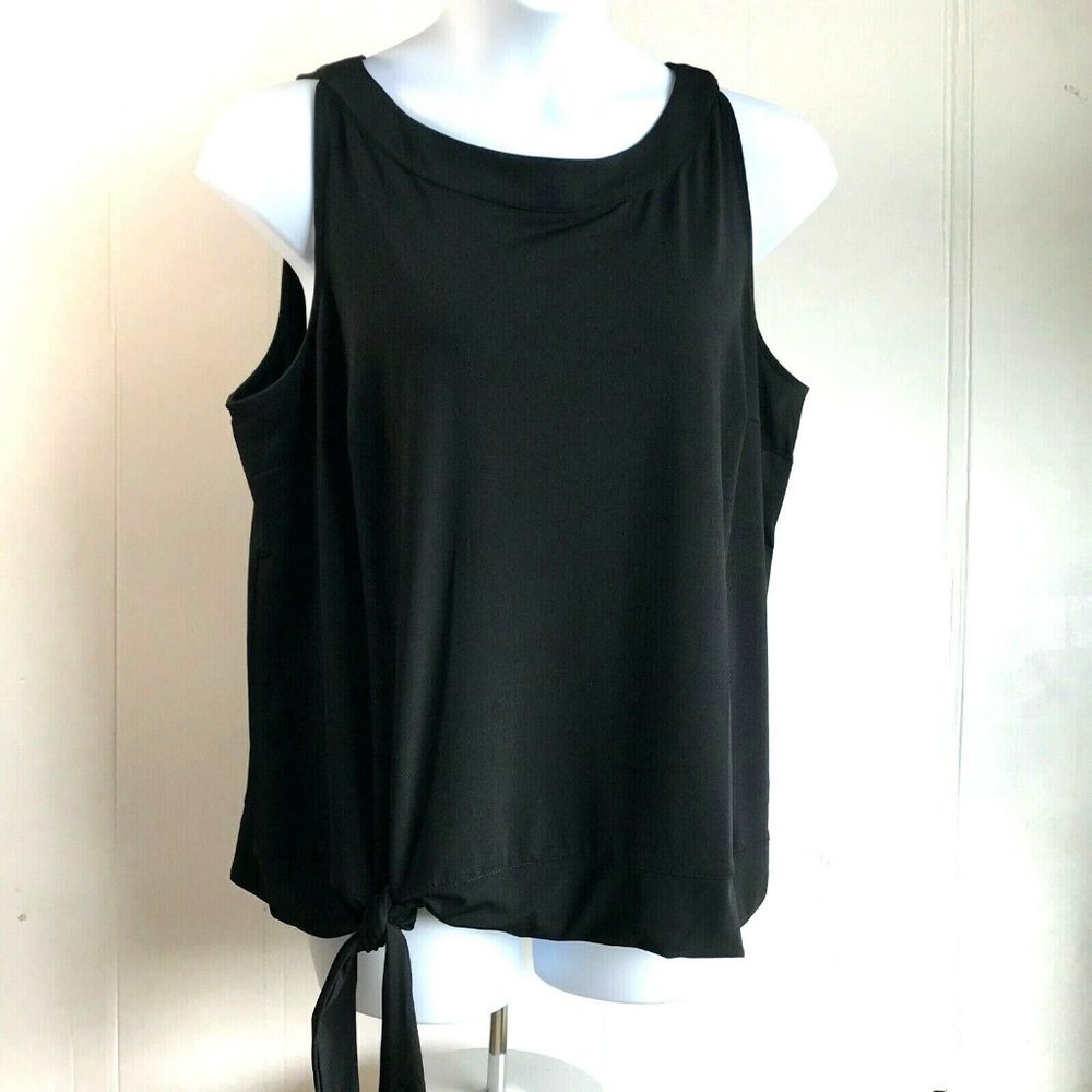 Jessica London Black Cutaway Sleeveless Top, Side Tie and Keyhole, size 22/24